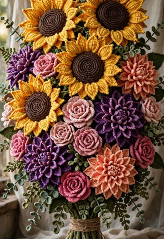 Giant Crochet Flower Arrangement