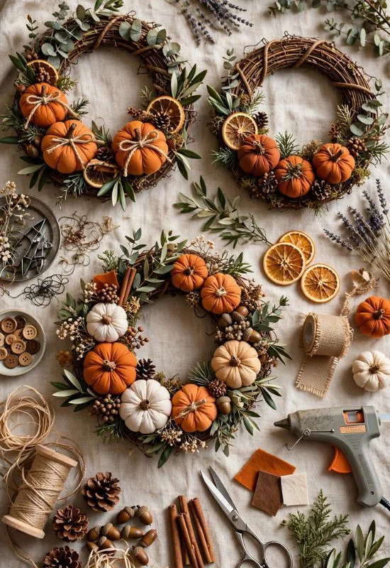 Handmade Pumpkin Wreath