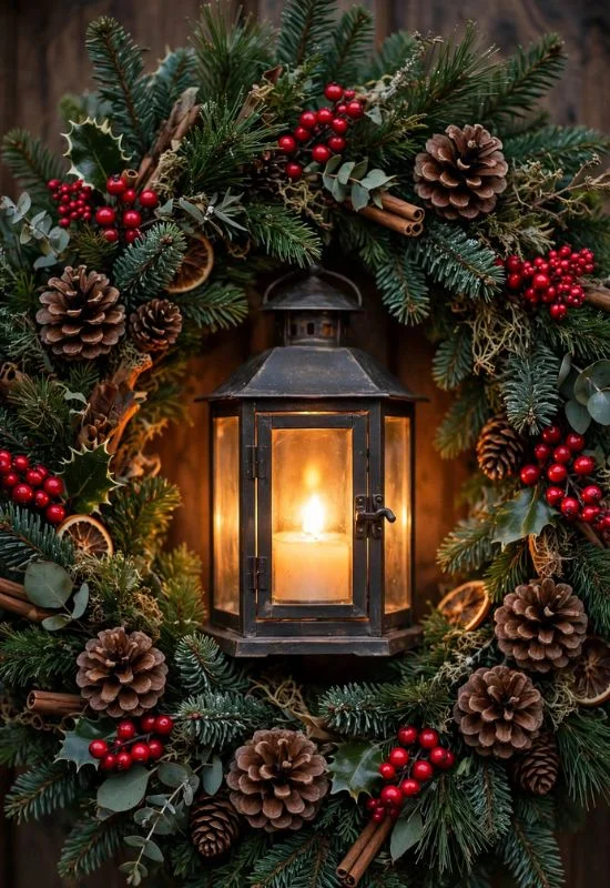 Lantern Christmas Wreath