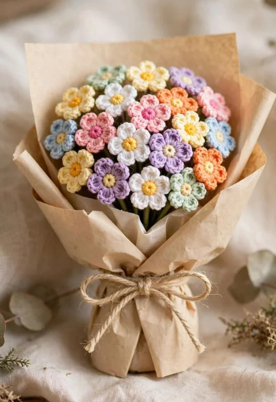 Mini Crochet Flower Bouquet