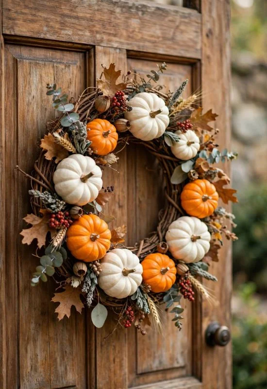 Mini Pumpkin Grapevine Wreath