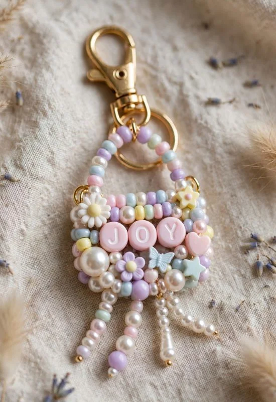 Pastel Beaded Bag Charm