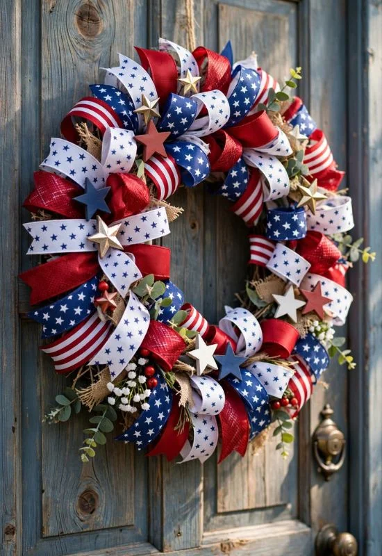 Patriotic Ribbon Wreath