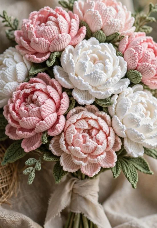 Peony Crochet Bouquet