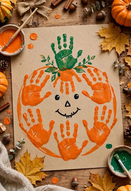 Pumpkin Handprint Art