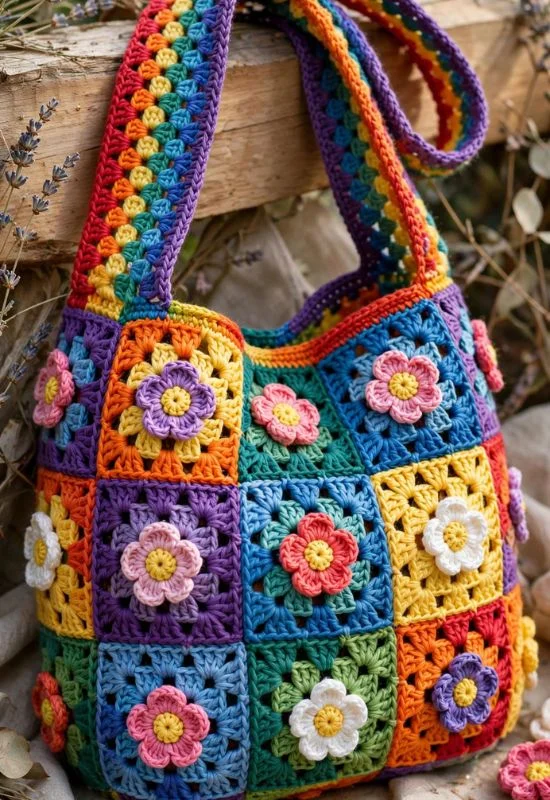 Rainbow Flower Bag