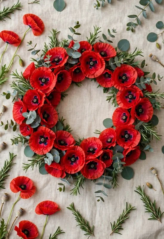 Red Poppy Memorial Wreath