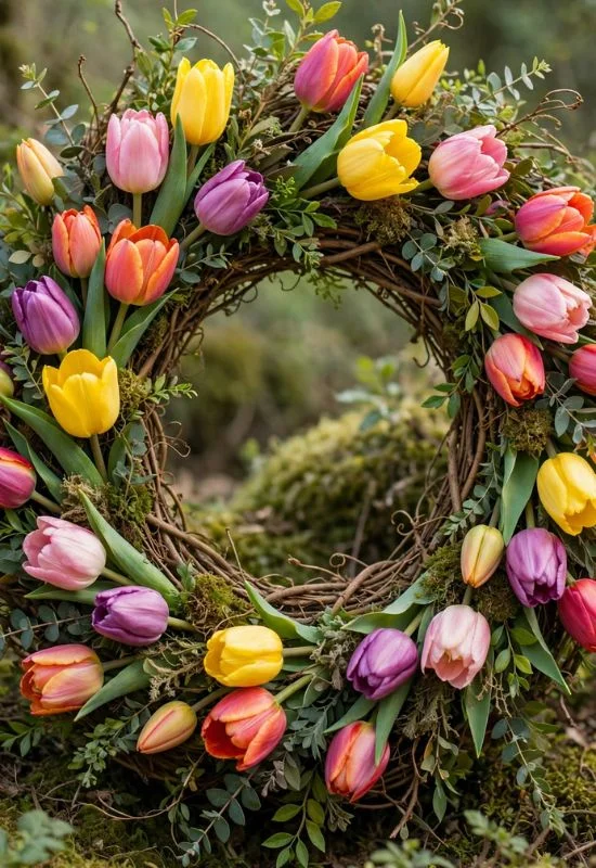Tulip Grapevine Wreath