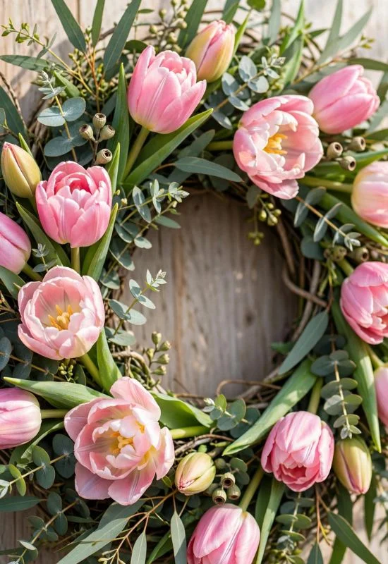 Tulip and Eucalyptus Wreath