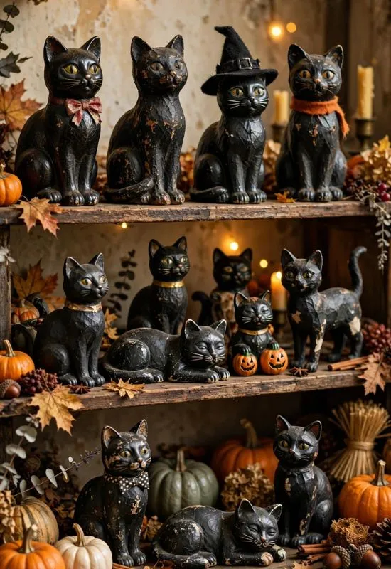Vintage Black Cat Figurines