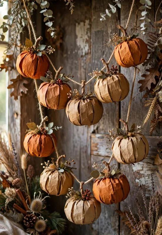 Vintage Paper Pumpkin Garland