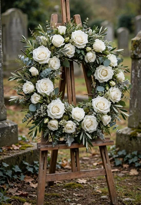 White Rose Memorial Wreath