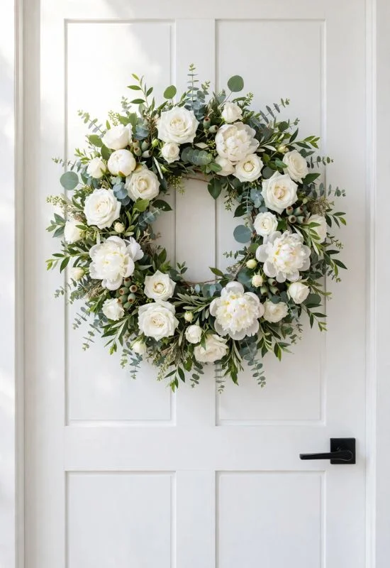 White Rose Summer Wreath