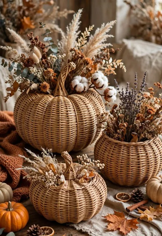 Wicker Pumpkin Baskets