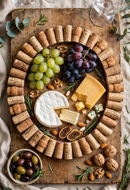 Wine Cork Cheese Board Wreath