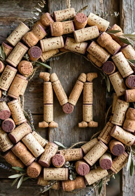 Wine Cork Monogram Wreath