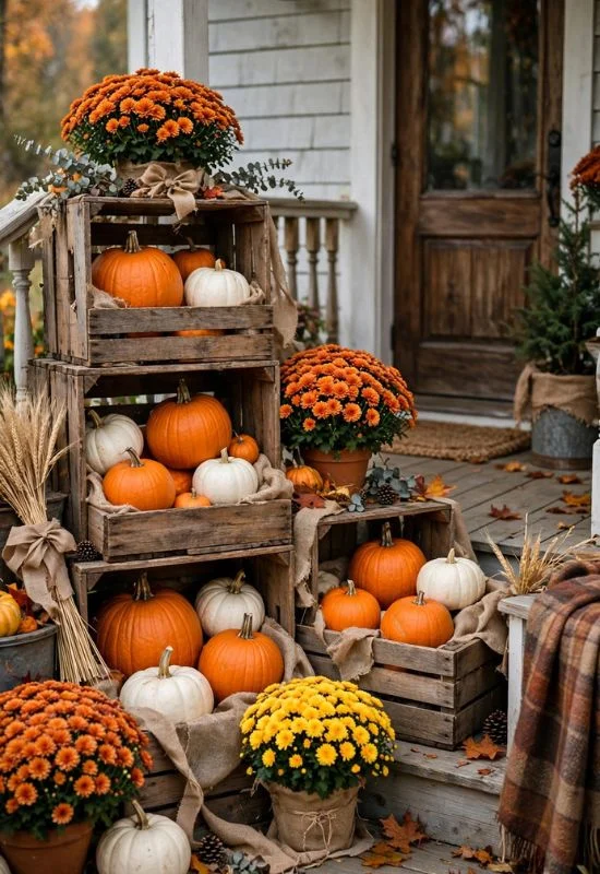 Wooden Crate Pumpkin Display