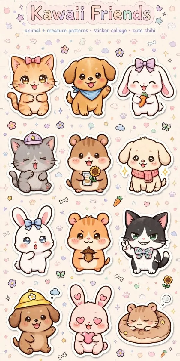 Anime-Inspired Animal and Creature Patterns
