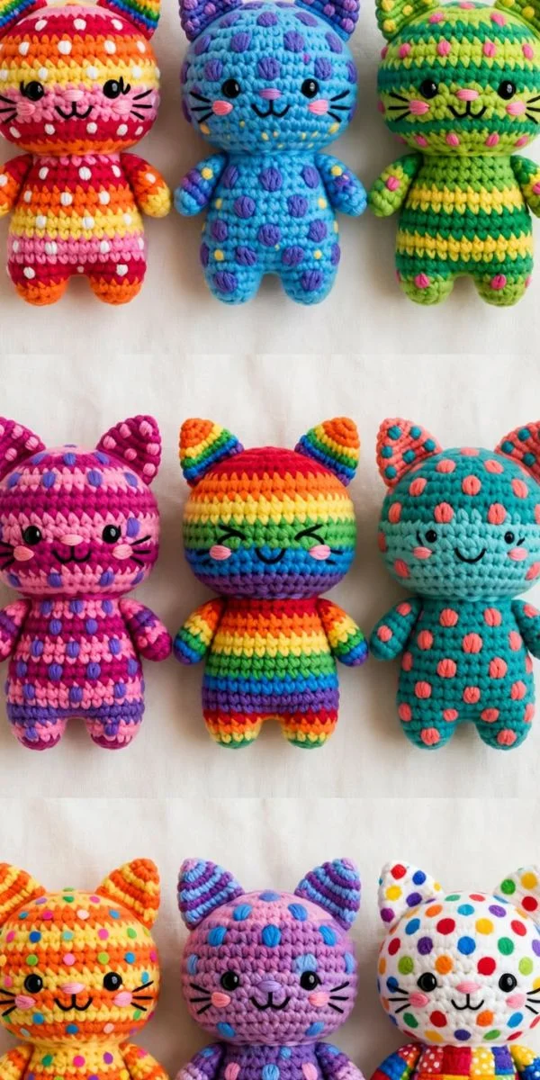 Colorful and Patterned Amigurumi Cat Designs