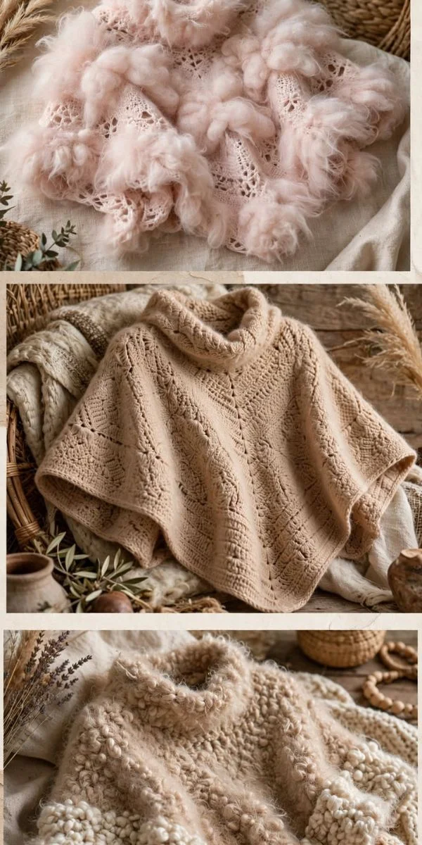 Cozy and Textured Crochet Ponchos