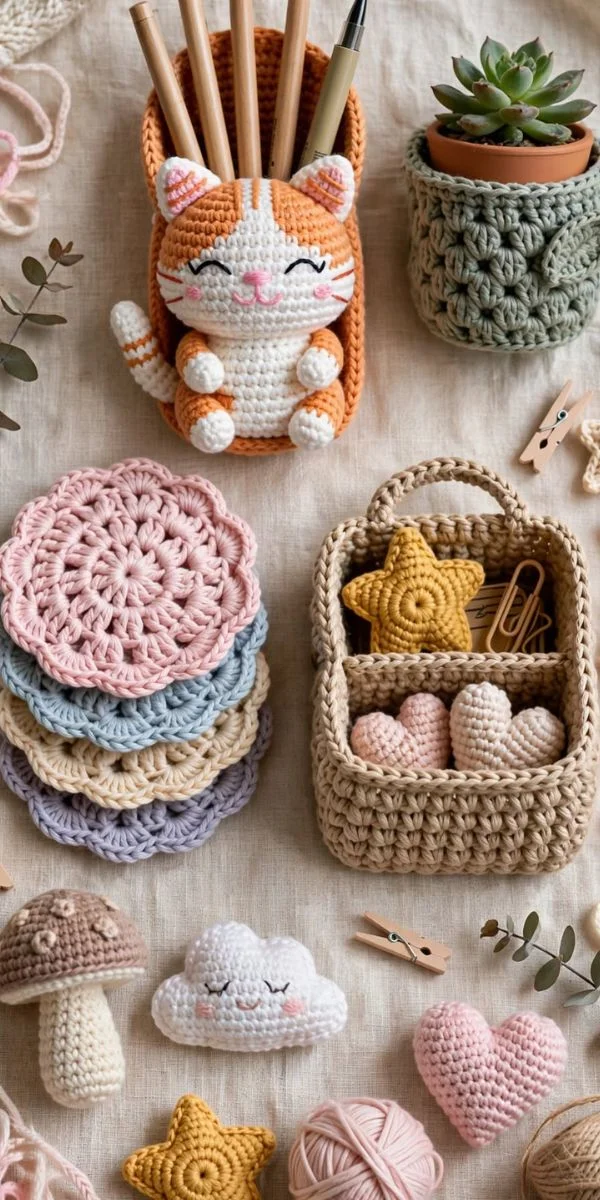 Cute Desk and Home Crochet Gifts
