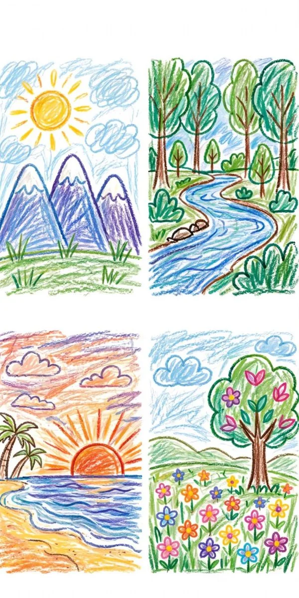Easy Nature Scenery Drawings