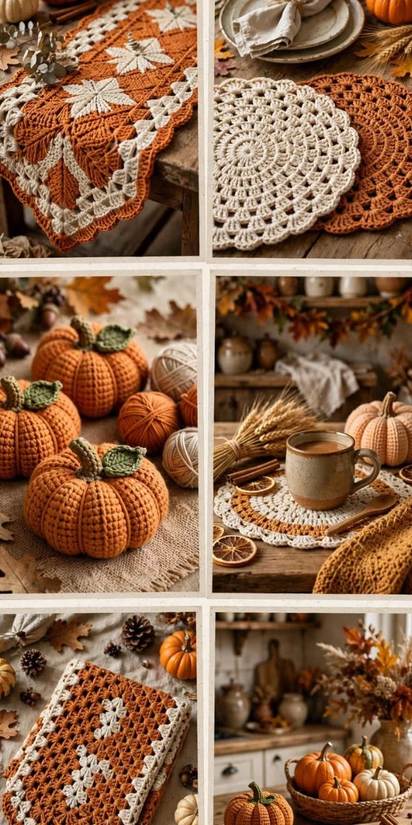 Fall Table and Kitchen Crochet Decor
