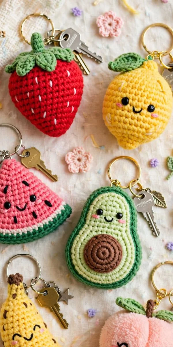 Food-Inspired Crochet Keychains