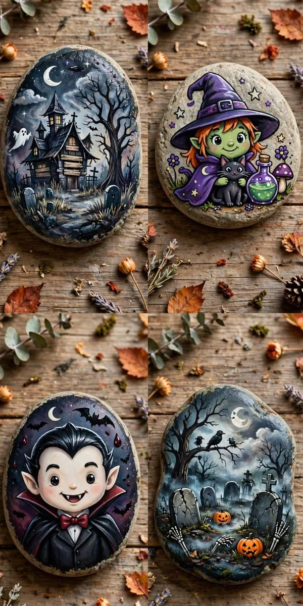 Halloween Scene and Character Rocks
