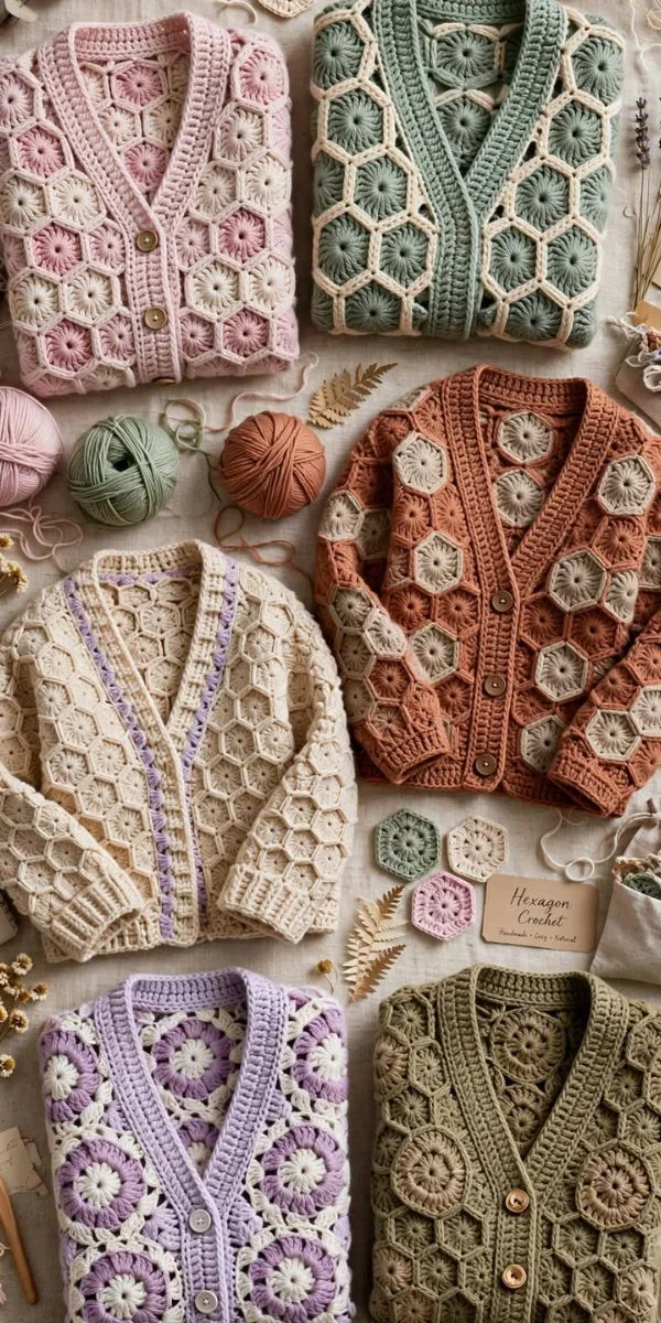 Hexagon Cardigan Crochet 