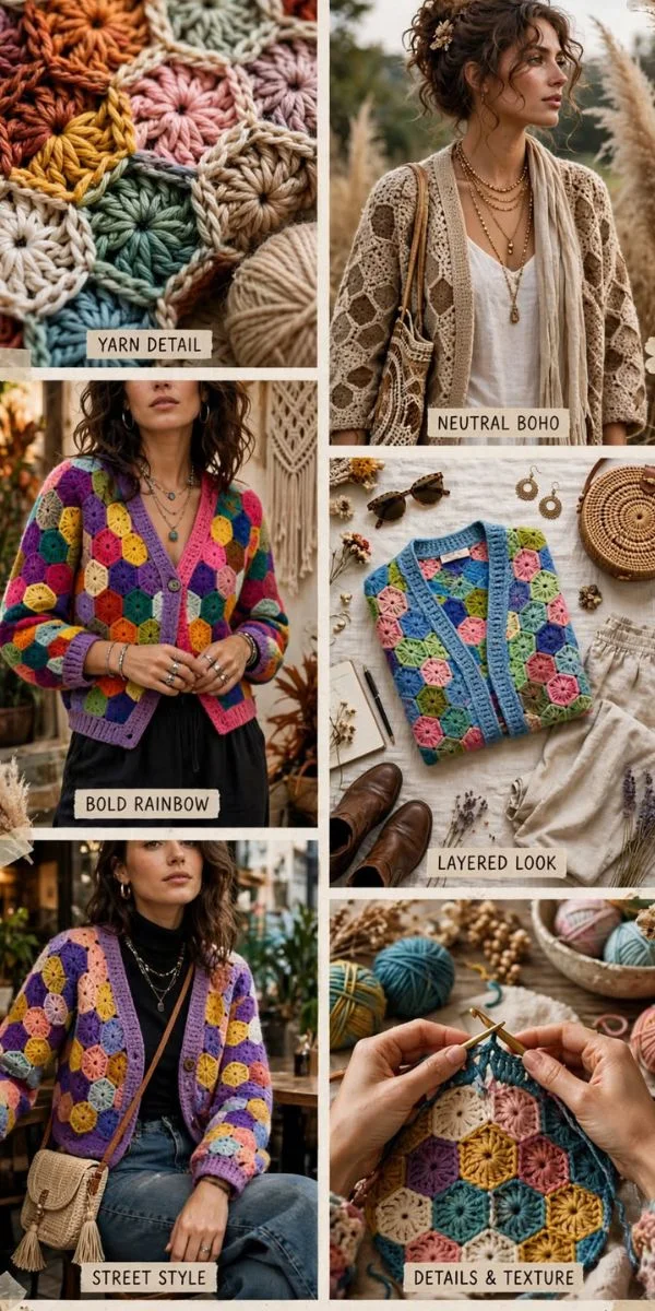 Hexagon Cardigan Crochet 
