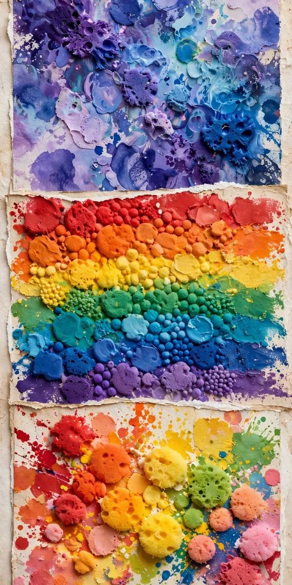 Rainbow Sponge Painting: 