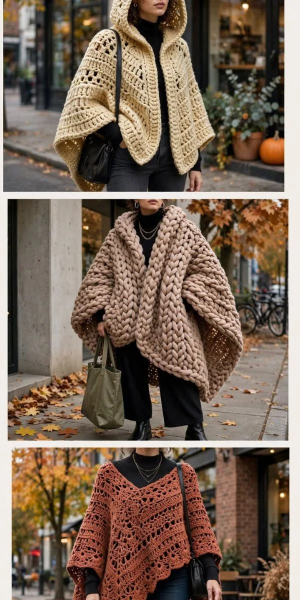 Seasonal and Modern Crochet Poncho Ideas