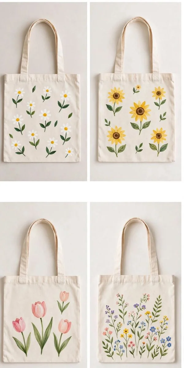 Simple Floral Tote Bag Ideas